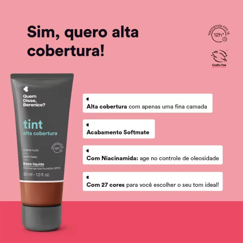 Base Líquida Tint Alta Cobertura Cor 130Q 30ml
