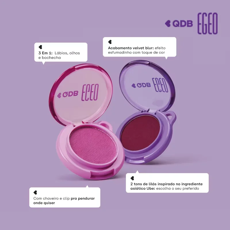 Batom 3 em 1 Berry Framboesa Lip & Cheek Egeo Ubessesion QDB 2,5g