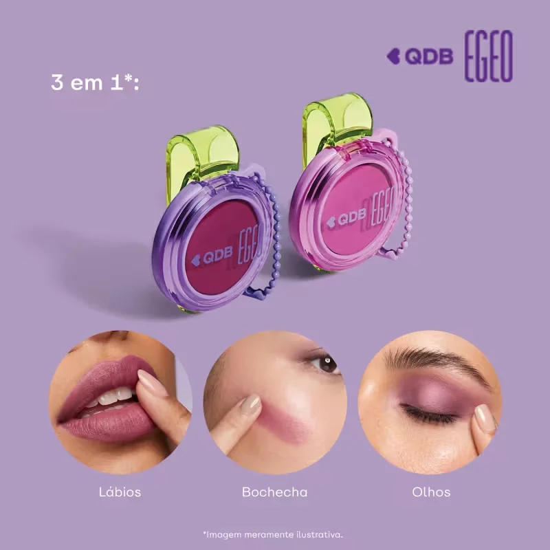 Batom 3 em 1 Berry Framboesa Lip & Cheek Egeo Ubessesion QDB 2,5g