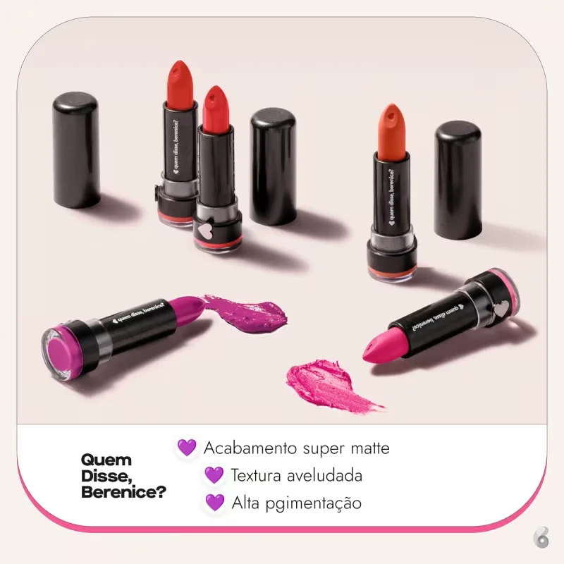 Batom Mate Alta Pigmentação Vermelhou Quem Disse, Berenice? 3,8g