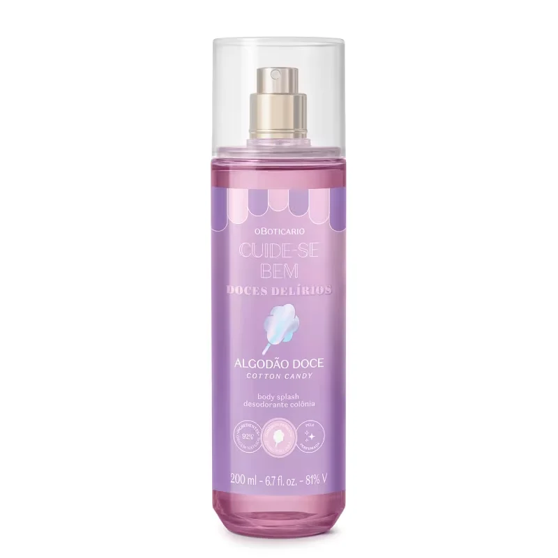 Body Splash Desodorante Colônia Cuide-se Bem Doces Delírios Algodão Doce 200ml