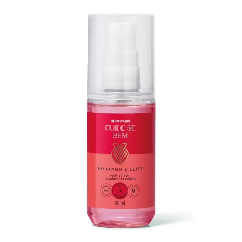 Body Splash Desodorante Colônia Cuide-se Bem Morango e Leite 60ml