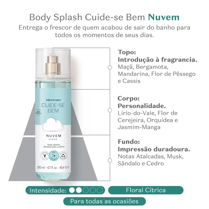 Body Splash Desodorante Colônia Cuide-se Bem Nuvem 200ml