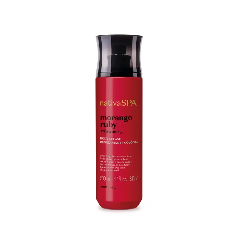Body Splash Desodorante Colônia Nativa SPA Morango Ruby 200ml