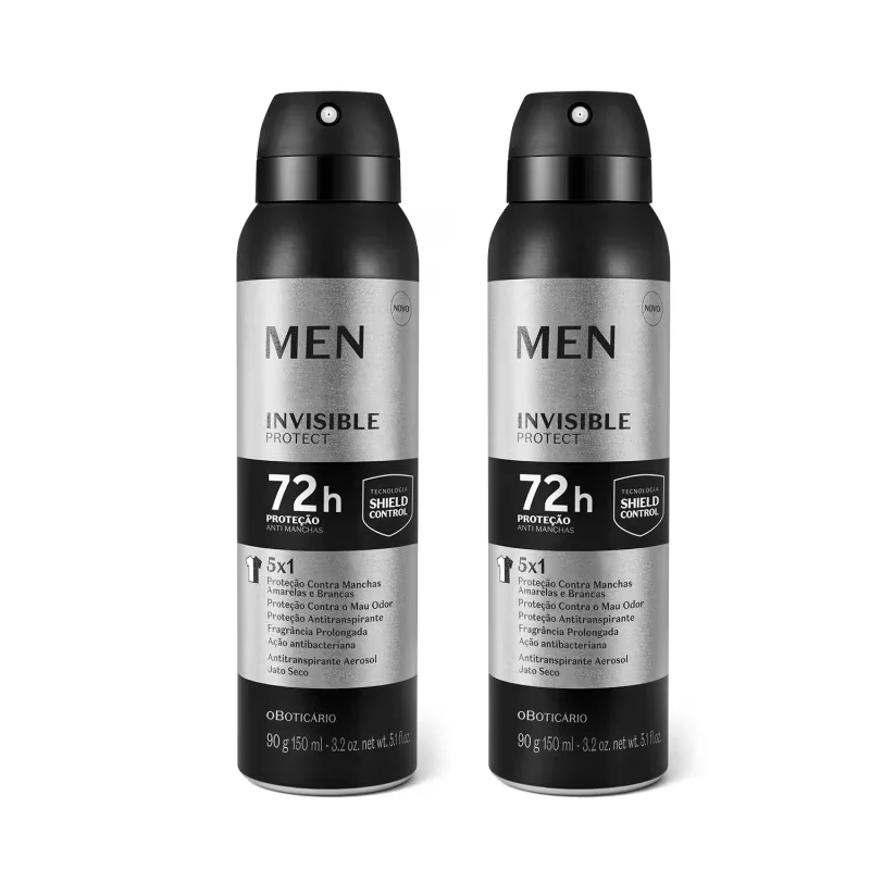 Combo Antitranspirante Aerosol Jato Seco Men Invisible Protect (2 itens)