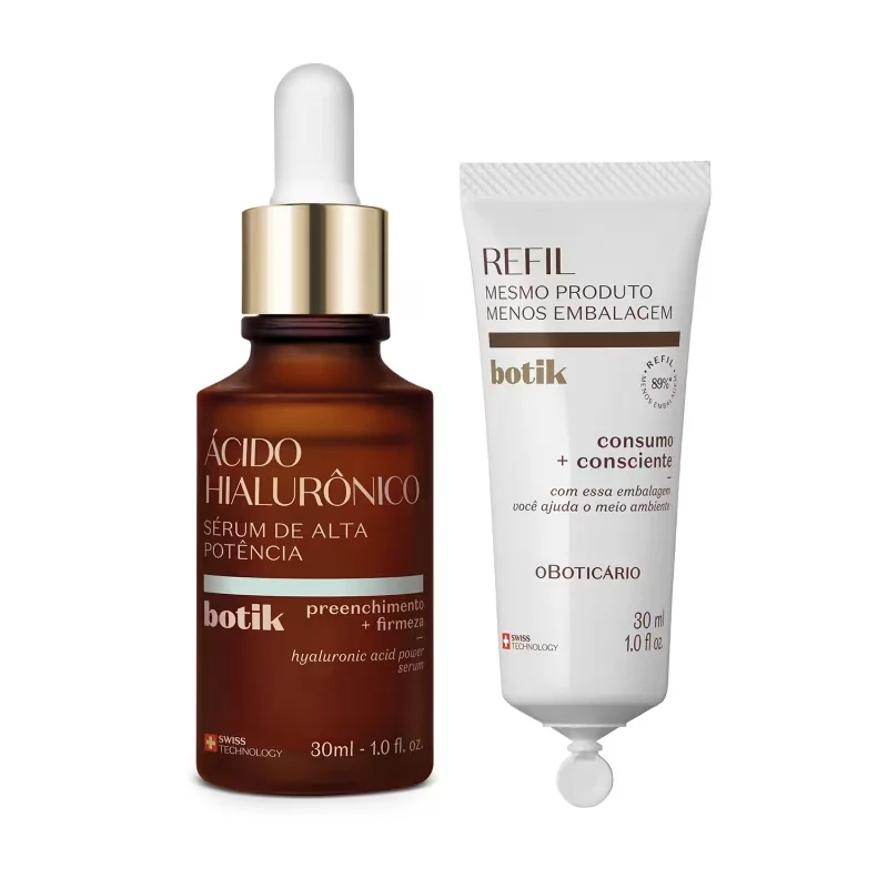 Combo Botik Ácido Hialurônico: Sérum Facial de Alta Potência 30ml + Refil 30ml