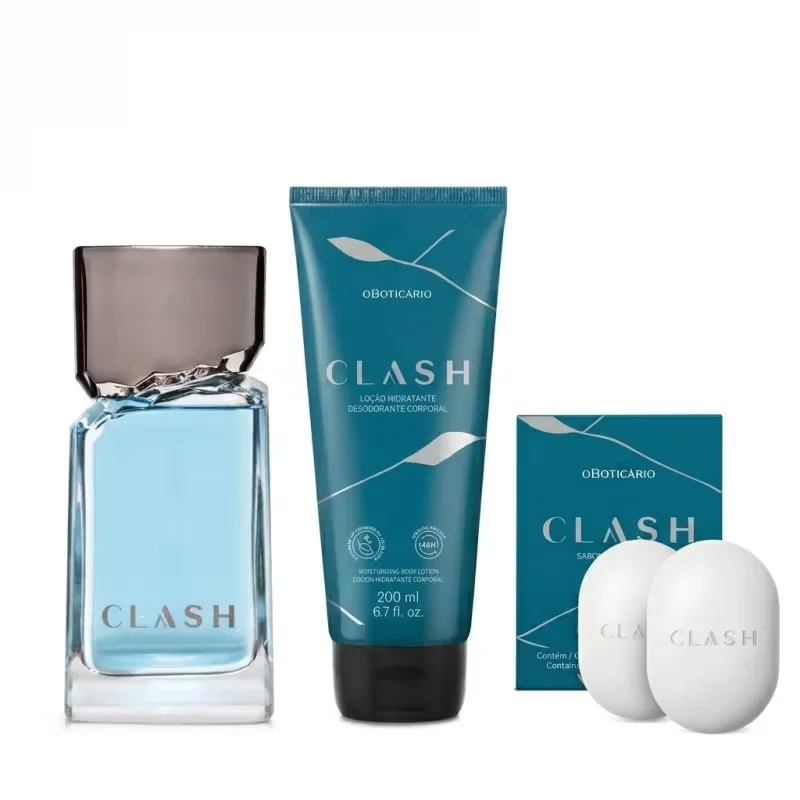 Combo Clash: Desodorante Colônia 100ml + Loção Hidratante Corporal 200ml + Sabonete em Barra 2x80g