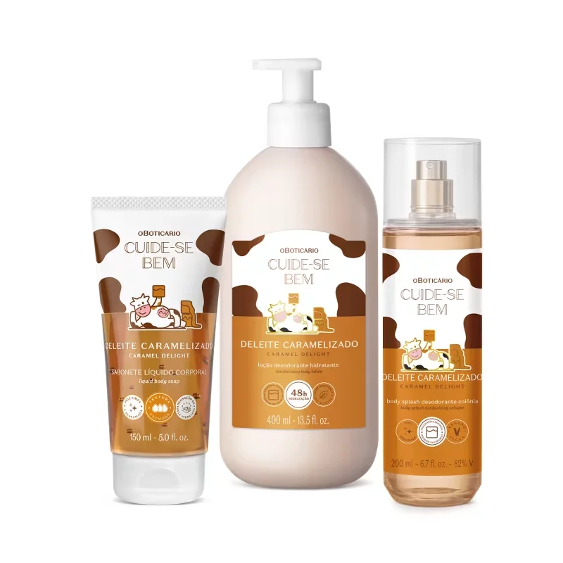 Combo Cuide-se Bem Deleite Caramelizado: Body Splash 200ml + Loção Corporal 400ml + Sabonete Líquido 150ml