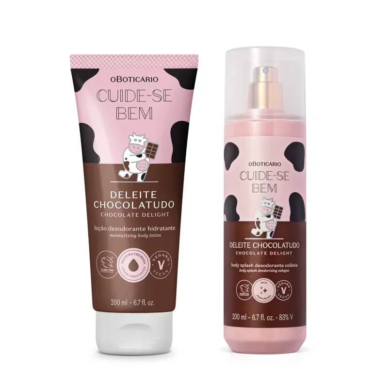 Combo Cuide-se Bem Deleite Chocolatudo: Loção Corporal 200ml + Body Splash 200ml