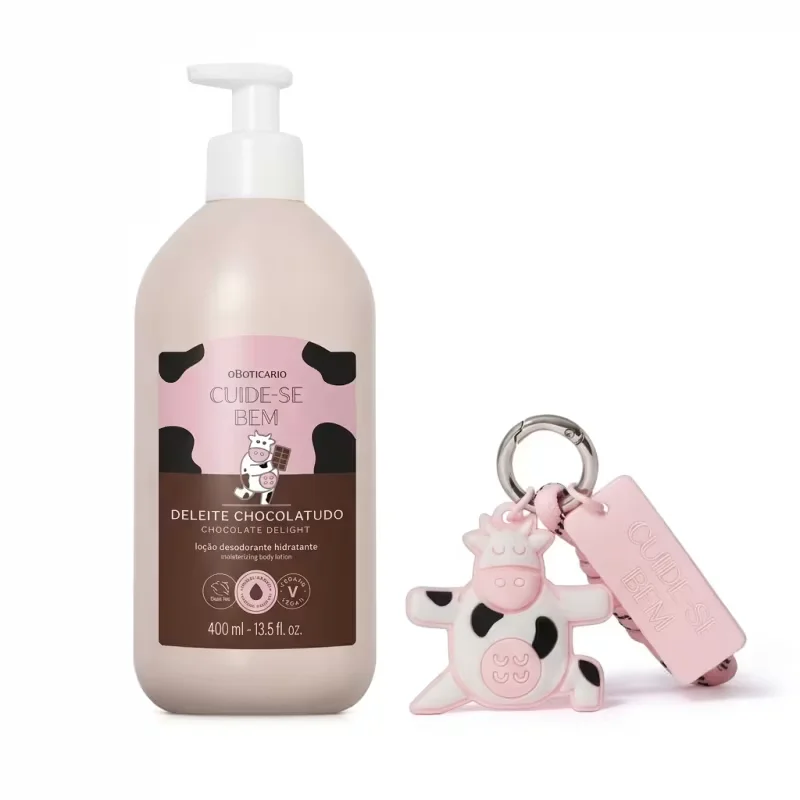 Combo Cuide-se Bem Deleite Chocolatudo: Loção Corporal 400ml + Chaveiro Vaquinha