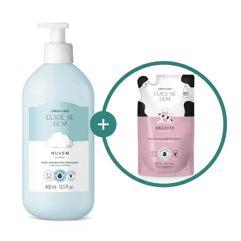Combo Cuide-se Bem: Loção Corporal Nuvem 400ml + Refil Deleite 350ml
