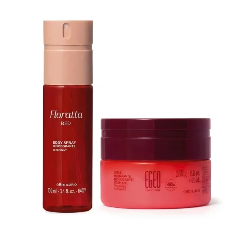 Combo Floratta Red e Egeo Choc High: Body Spray 100ml + Suflê Corporal 250g