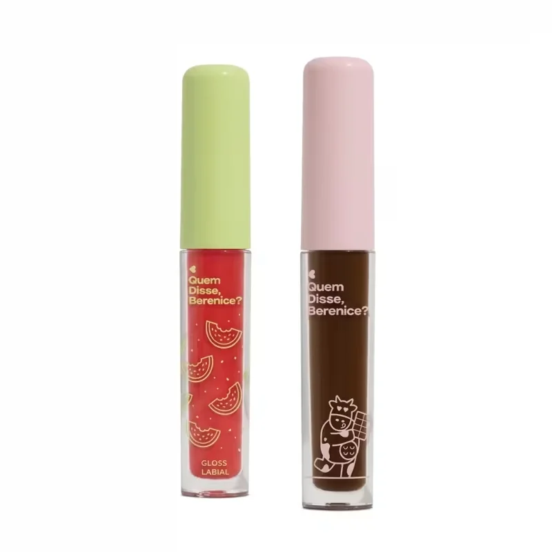 Combo Gloss Brilho Labial Melancia 4ml + Gloss Brilho Labial Marrom Deleite Chocolatudo 4ml