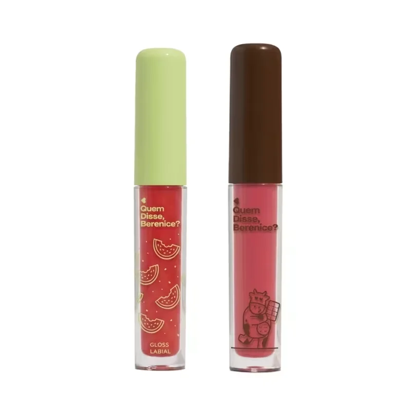 Combo Gloss Brilho Labial Melancia 4ml + Gloss Brilho Labial Rosa Deleite Chocolatudo 4ml