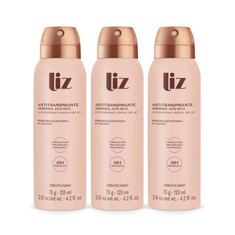 Combo Liz: Desodorante Antitranspirante Aerossol 75g (3 unidades)