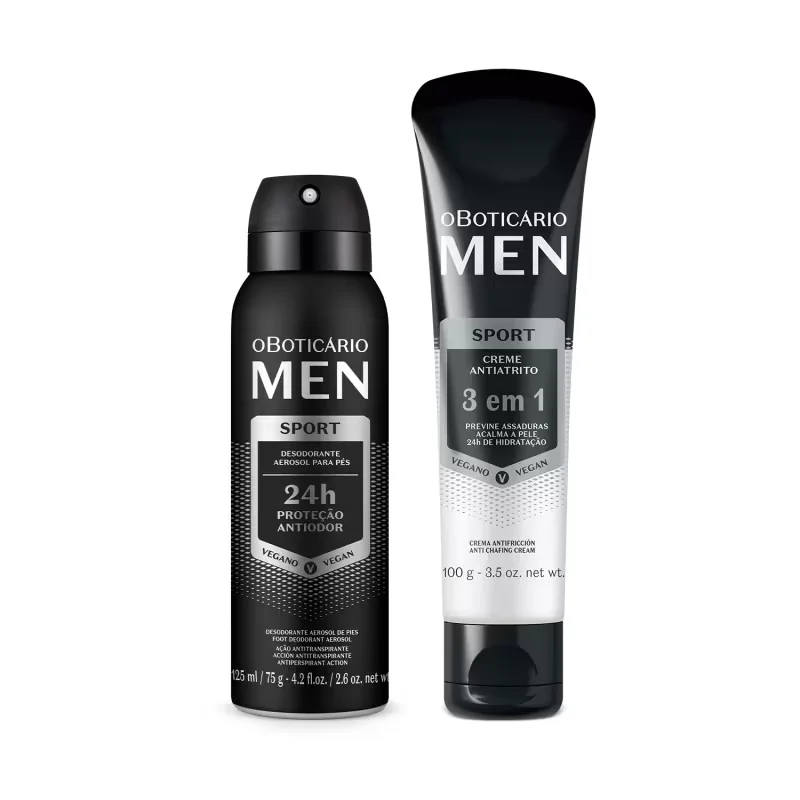 Combo MEN Sport: Creme Antiatrito 3 em 1 100g + Desodorante Para Pés 125ml