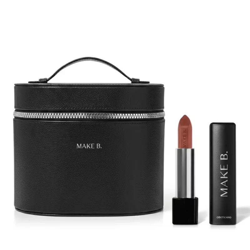Combo Make B.: Batom Marrom Nude 3,9g +Nécessaire Preto com Alça