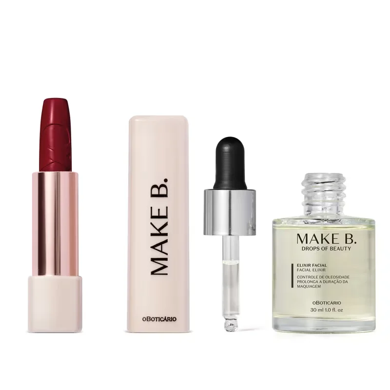 Combo Make B. Urban Ballet: Elixir Facial 30ml +Batom Vermelho 3,6g