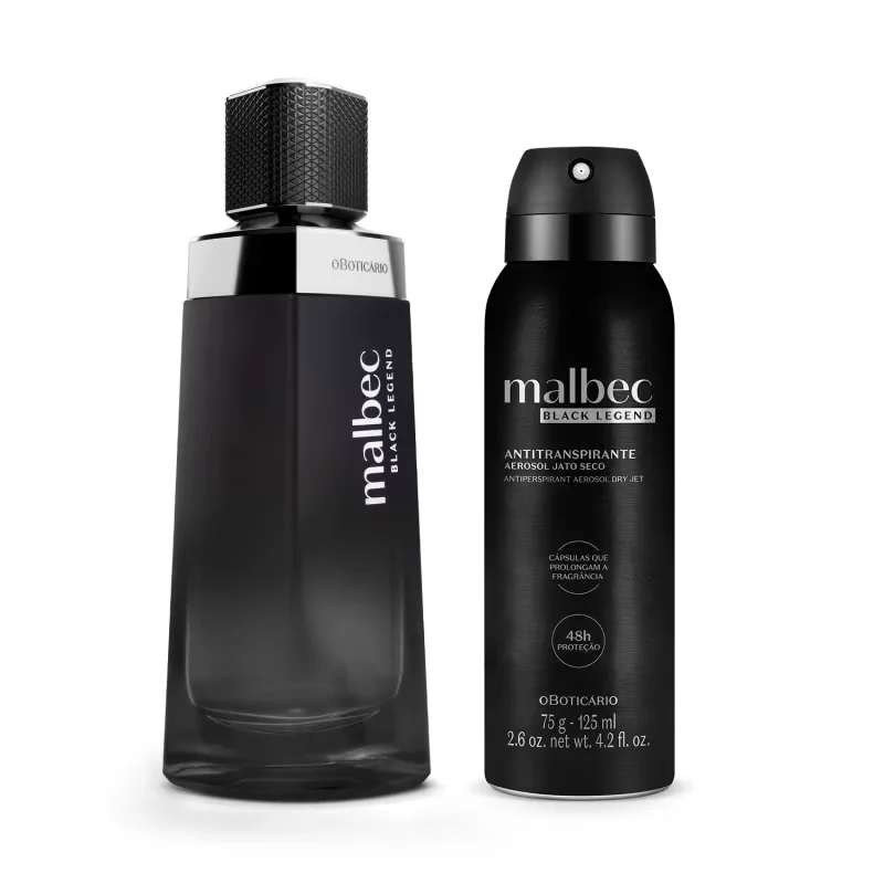 Combo Malbec Black Legend: Desodorante Colônia 100ml + Desodorante Antitranspirante 75g/ 125ml