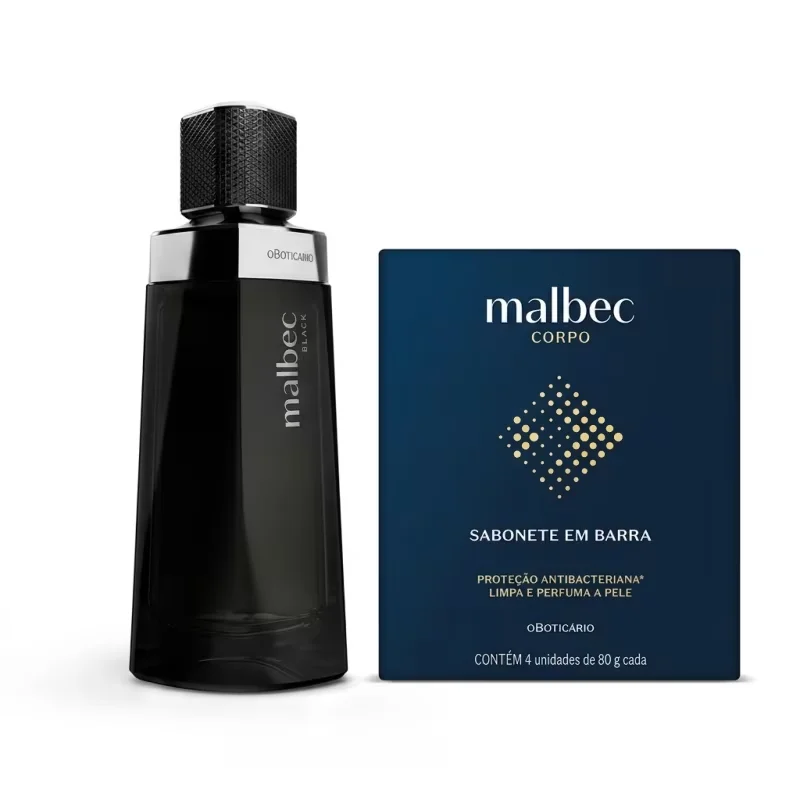 Combo Malbec: Malbec Black Desodorante Colônia 100ml + Sabonetes Em Barra 4x80g