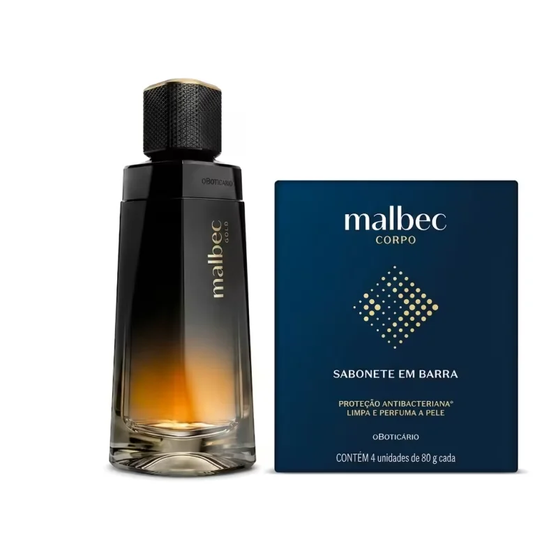 Combo Malbec: Malbec Gold Desodorante Colônia 100ml + Sabonetes Em Barra 4x80g