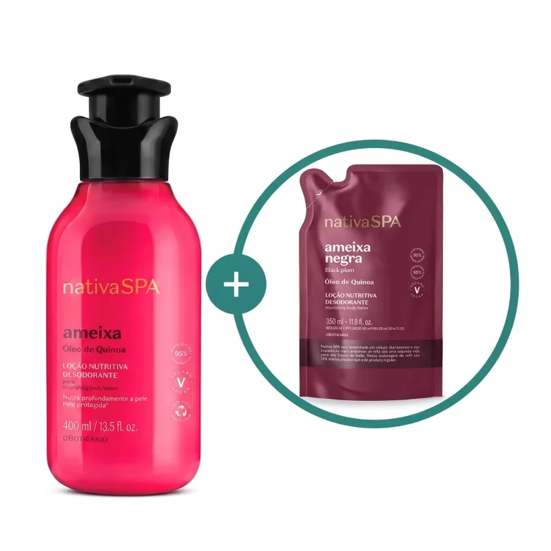 Combo Nativa SPA: Loção Hidratante Corporal Ameixa 400ml + Refil Loção Desodorante Hidratante Corporal Ameixa Negra 350ml