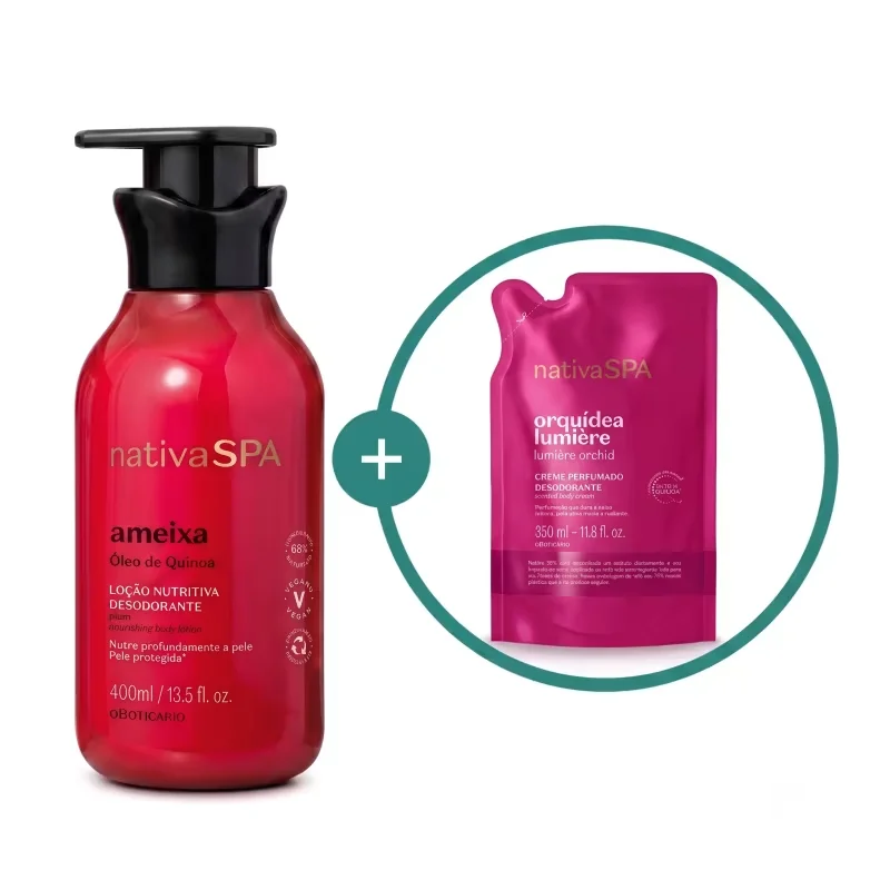 Combo Nativa SPA: Loção Hidratante Desodorante Corporal Ameixa 400ml + Refil Creme Desodorante Hidratante Orquídea Lumière 350ml