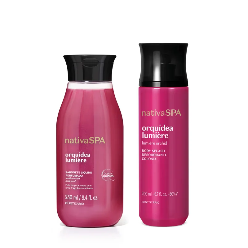 Combo Nativa SPA Orquídea Lumière: Body Splash 200ml + Sabonete Líquido Corporal 250ml