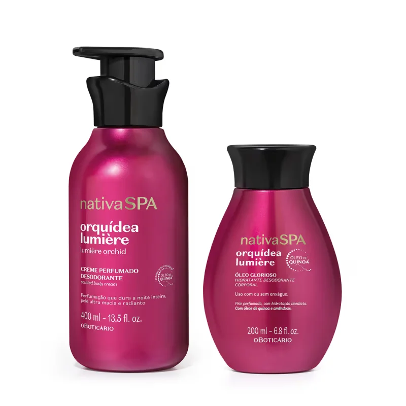Combo Nativa SPA Orquídea Lumière: Creme Perfumado Desodorante 400ml + Óleo Hidratante Desodorante Corporal Glorioso 200ml