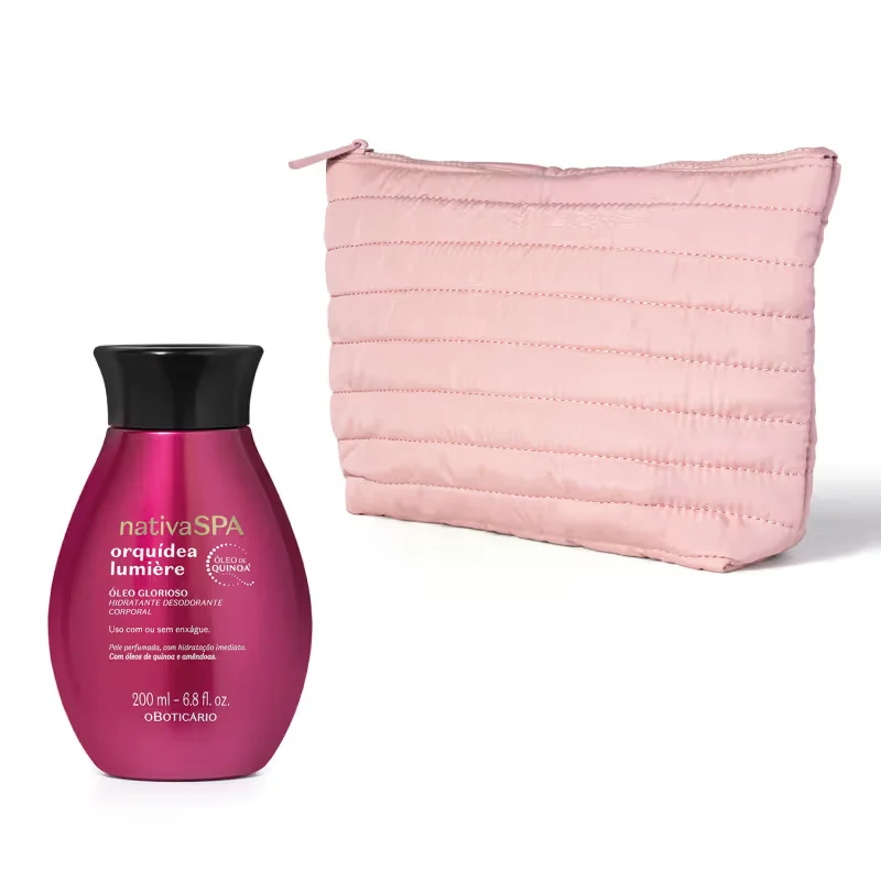 Combo Nativa SPA Orquídea Lumière: Óleo Hidratante Desodorante Corporal Glorioso 200ml +Nécessaire Premium
