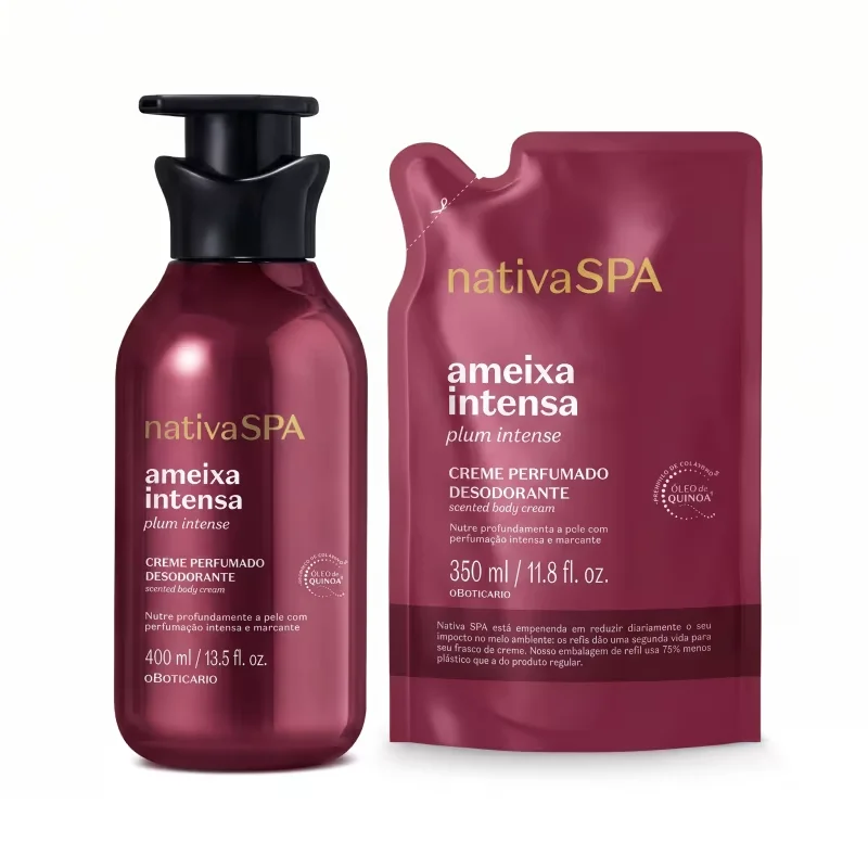 Combo Nativa Spa Ameixa Intensa: Creme Perfumado Hidratante Corporal 400ml + Refil 350ml