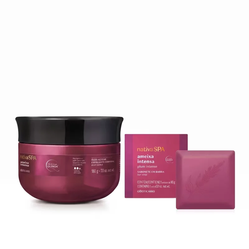 Combo Nativa Spa Ameixa Intensa: Esfoliante Corporal 180g + Sabonete em Barra 90g