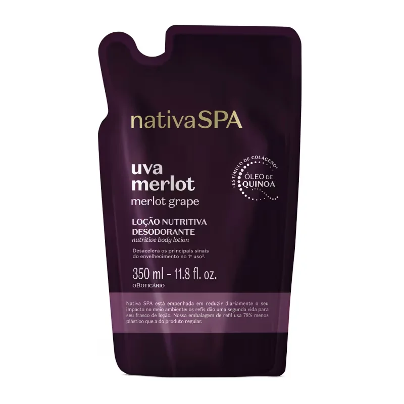 Combo Nativa Spa: Loção Corporal Ameixa Negra 400ml + Refil Uva Merlot 350ml