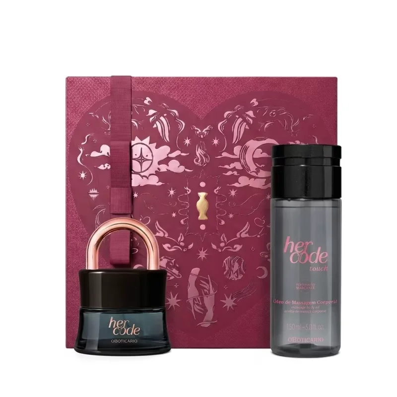 Combo Presente Dia Dos Namorados Her Code: Eau de Parfum 50ml + Óleo De Massagem Corporal Touch 150ml