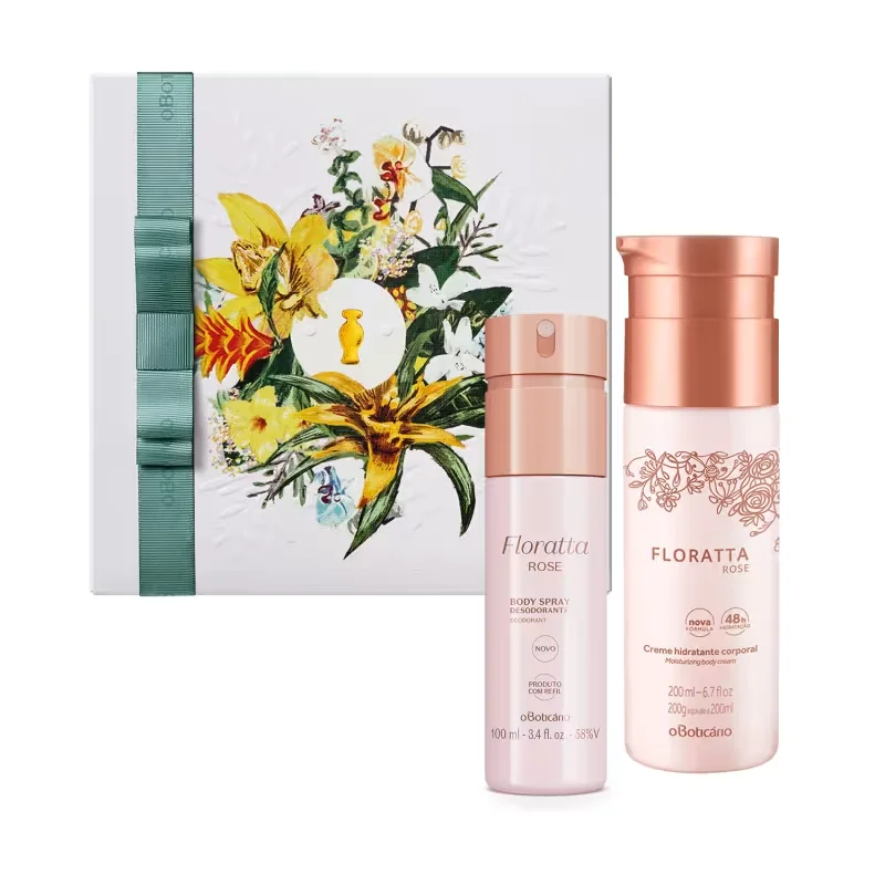 Combo Presente Dia das Mães Floratta Rose: Body Spray 100ml + Creme Corporal 200ml