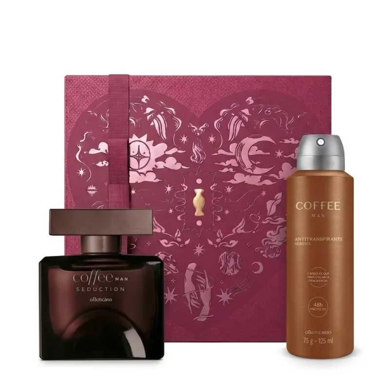 Combo Presente Dia dos Namorados Coffee Man Seduction: Desodorante Colônia 100ml + Desodorante Antitranspirante 125ml