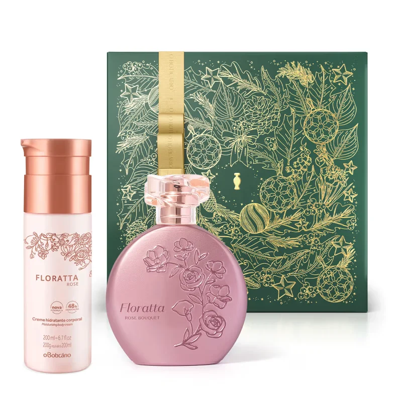 Combo Presente Floratta Rose: Bouquet Desodorante Colônia 75ml + Creme Hidratante Desodorante Corporal 200ml + Caixa Presenteável