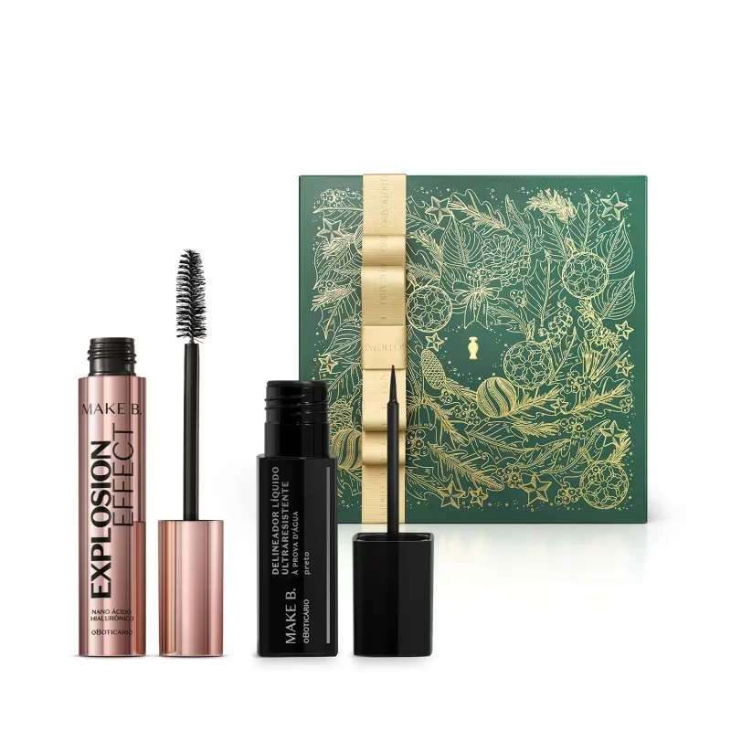 Combo Presente Make B.: Máscara de Cílios Explosion Effect10g + Delineador Líquido Para Olhos Preto 5ml
