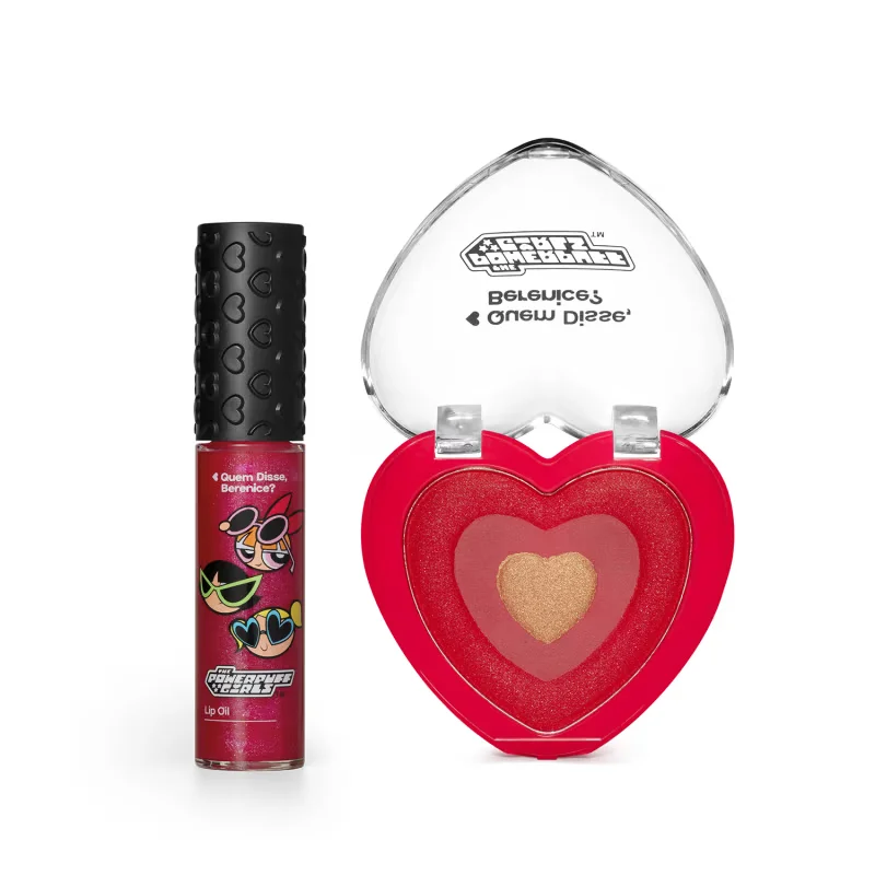 Combo QDB As Meninas Super Poderosas: Blush Compacto 4g + Lip Oil Translúcido 9,5ml