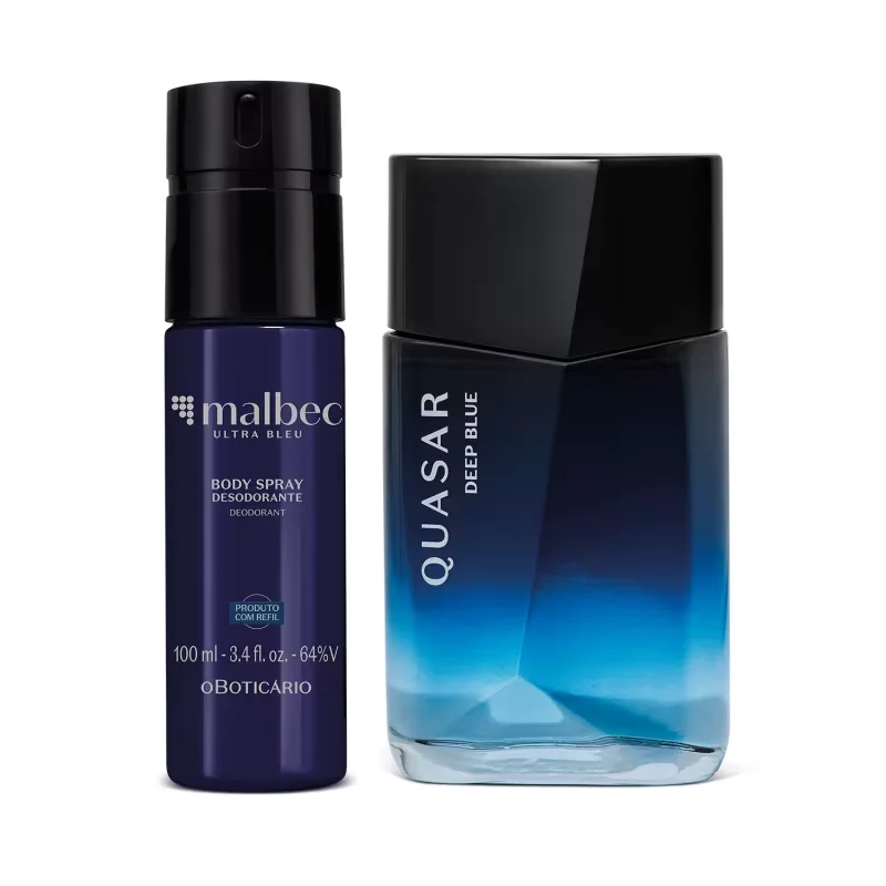 Combo Quasar Deep Blue Desodorante Colônia 100ml + Body Spray Malbec Bleu 100ml