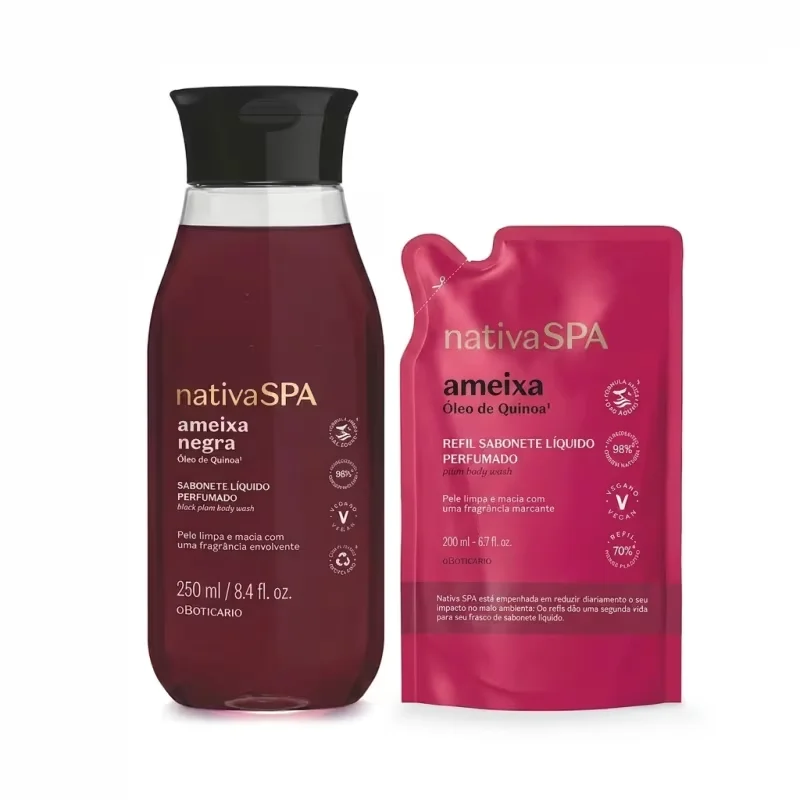 Combo Sabonete Líquido Ameixa Negra 250ml + Refil Sabonete Ameixa 200ml