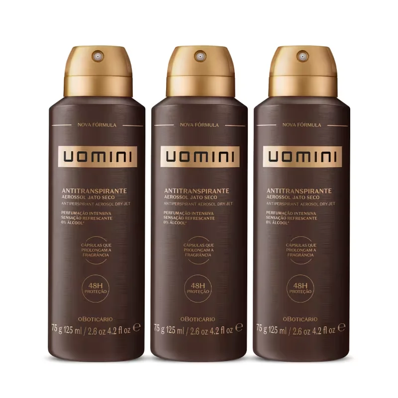 Combo Uomini: Desodorante Antitranspirante Aerossol 3x125ml cada