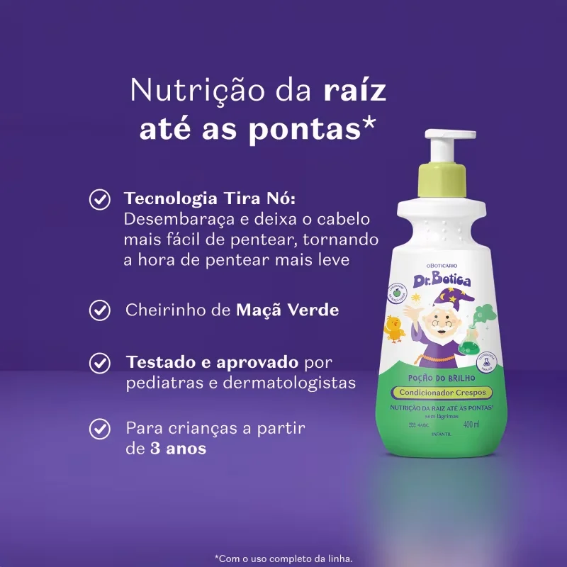 Condicionador Infantil Cabelos Crespos 4 ABC Dr.Botica Poção do Brilho 400ml