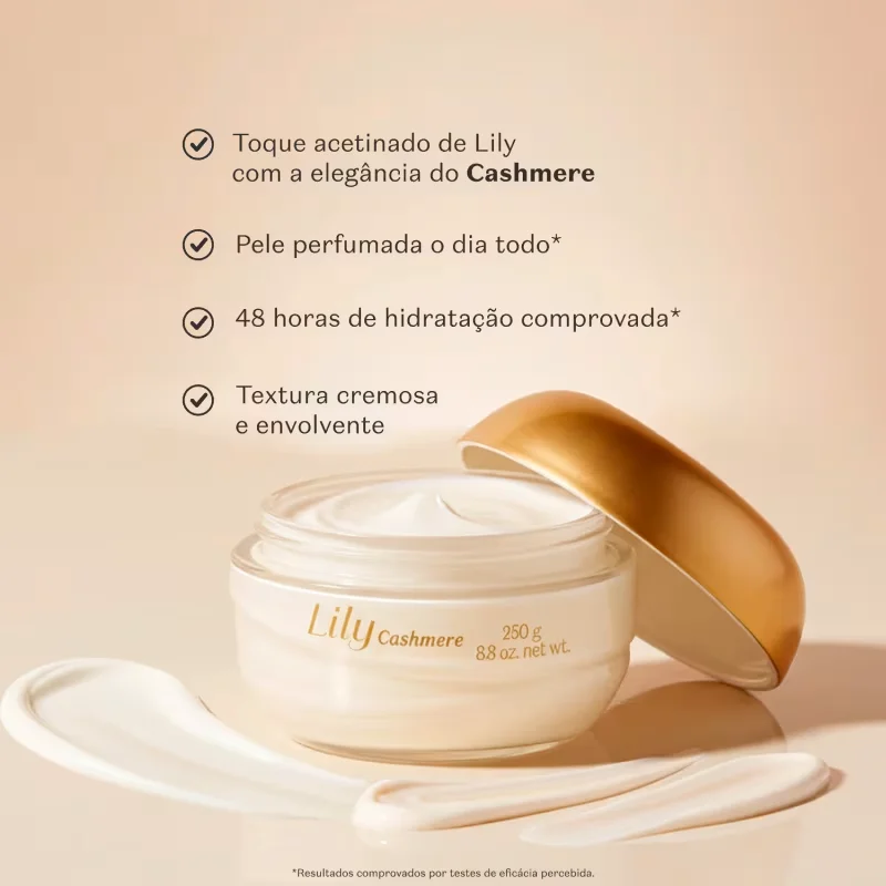 Creme Acetinado Hidratante Desodorante Corporal Lily Cashmere 250g