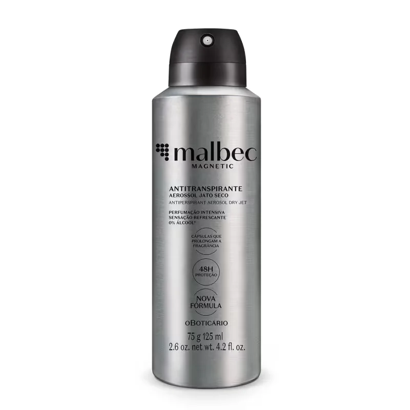 Desodorante Antitranspirante Aerossol Malbec Magnetic 75g/125ml
