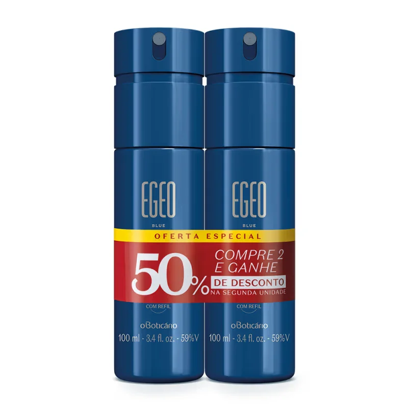 Kit Body Spray Desodorante Egeo Blue 100ml (2 unidades)