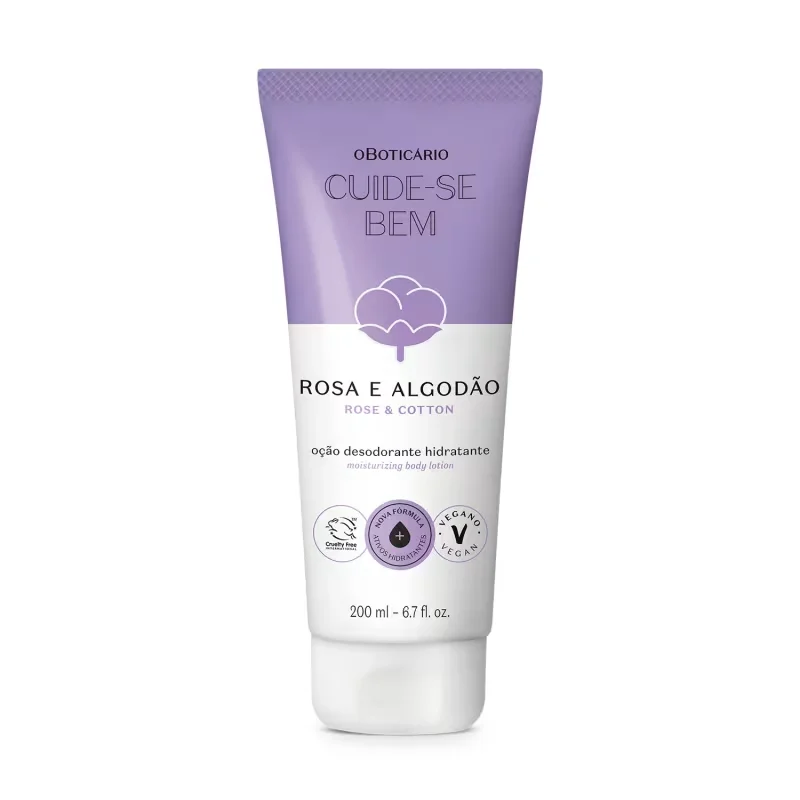 Loção Desodorante Hidratante Corporal Cuide-se Bem Rosa e Algodão 200ml