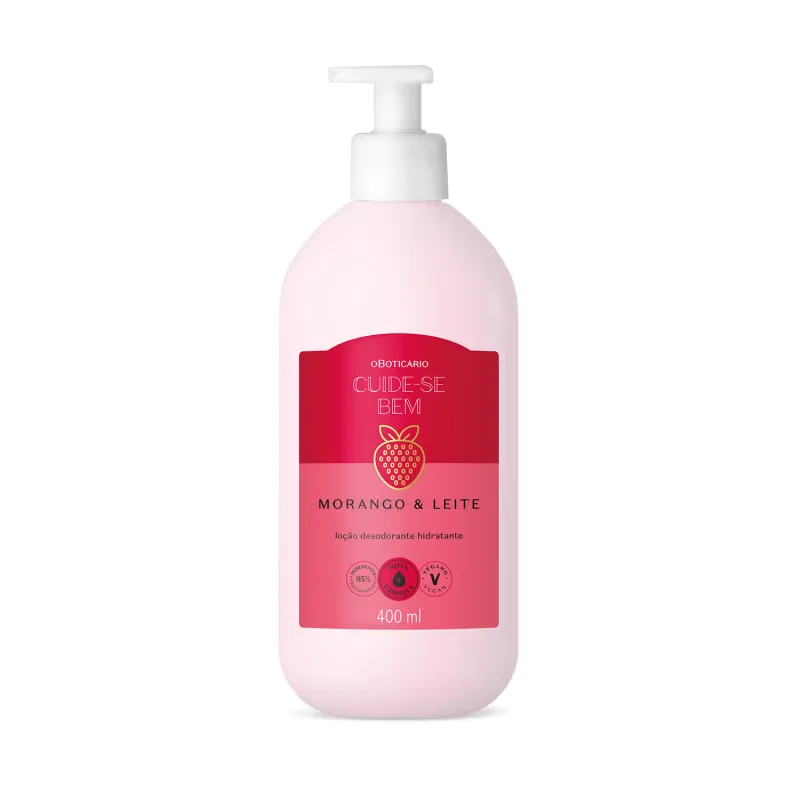Loção Hidratante Desodorante Corporal Cuide-se Bem Morango e Leite 400ml