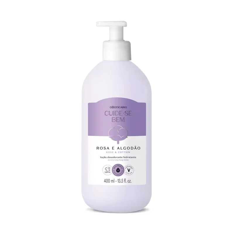 Loção Hidratante Desodorante Corporal Cuide-se Bem Rosa e Algodão 400ml