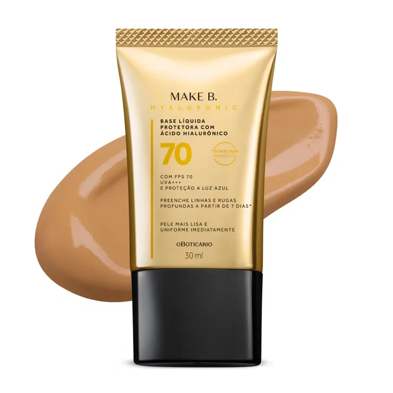 Make B. o Boticário Hyaluronic FPS 70 cor 50 - Base Líquida Protetora 30ml